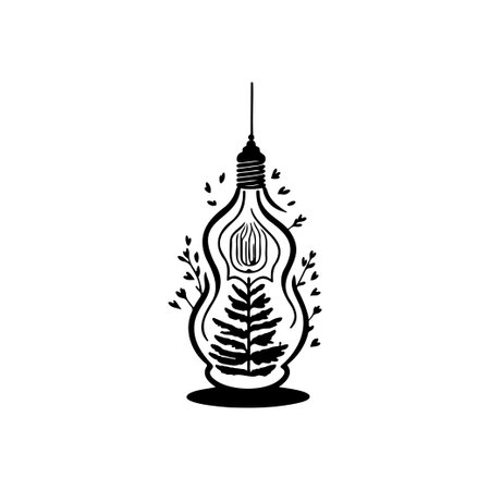 Light bulb Icon hand draw black colour winter decoration logo vector element and symbolのイラスト素材