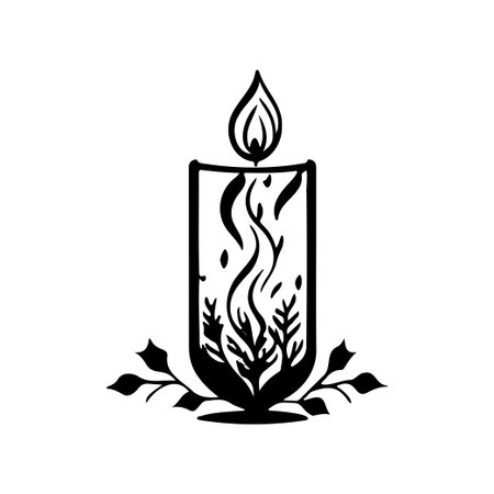Candle Icon hand draw black colour winter decoration logo vector element and symbolのイラスト素材