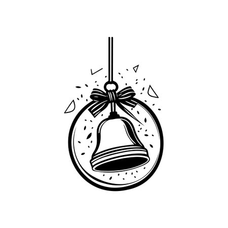 Bell Icon hand draw black colour winter decoration logo vector element and symbolのイラスト素材