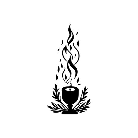 Candle Icon hand draw black colour winter decoration logo vector element and symbolのイラスト素材