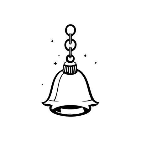 Bell Icon hand draw black colour winter decoration logo vector element and symbolのイラスト素材