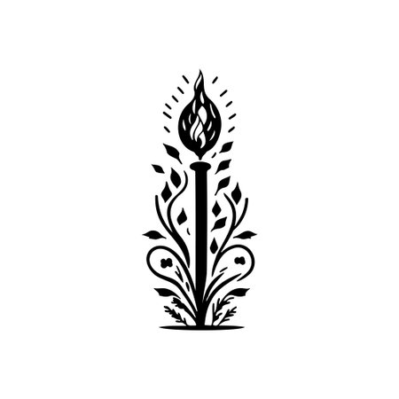 Candle Icon hand draw black colour winter decoration logo vector element and symbolのイラスト素材