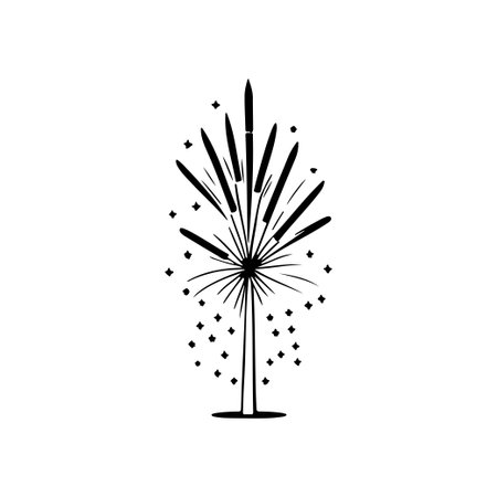 Fireworks Icon hand draw black colour winter decoration logo vector element and symbolのイラスト素材