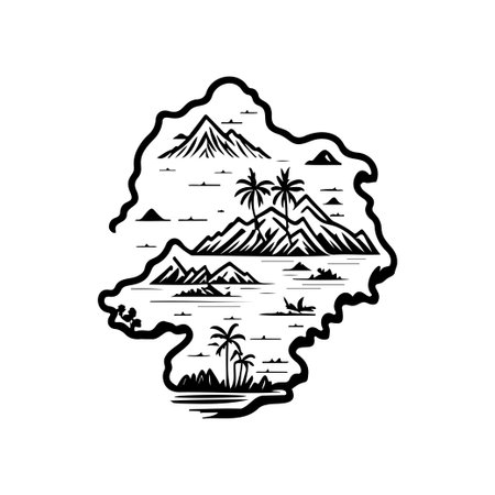 Island Icon hand draw black colour camp logo vector element and symbolのイラスト素材