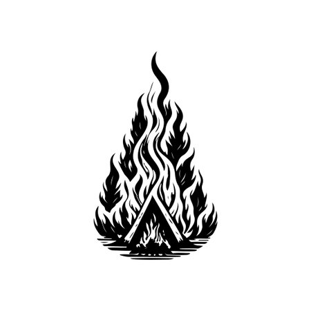 Bonfire Icon hand draw black colour camp logo vector element and symbolのイラスト素材