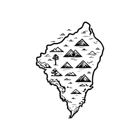 Island Icon hand draw black colour camp logo vector element and symbolのイラスト素材