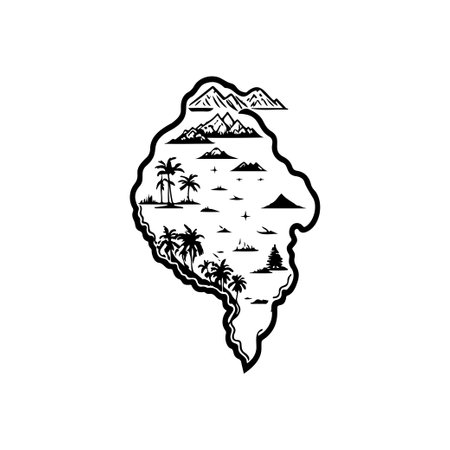 Island Icon hand draw black colour camp logo vector element and symbolのイラスト素材