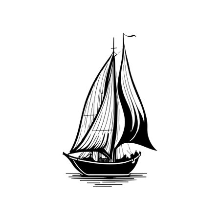 Ship Icon hand draw black colour vacation logo vector element and symbolのイラスト素材