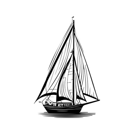 Ship Icon hand draw black colour vacation logo vector element and symbolのイラスト素材