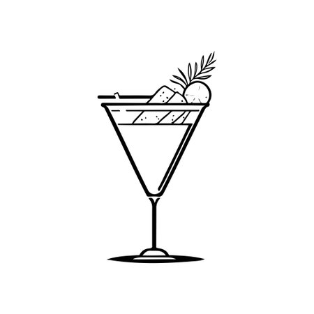 Cocktail Icon hand draw black colour vacation drink logo vector element and symbolのイラスト素材