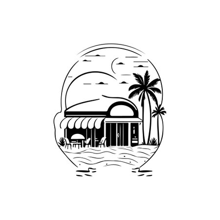 Store Icon hand draw black colour vacation drink logo vector element and symbolのイラスト素材