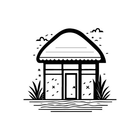 Store Icon hand draw black colour vacation drink logo vector element and symbolのイラスト素材