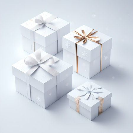 Christmas gift box white color wallpaper pictureの素材