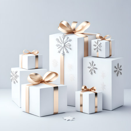 Christmas gift box white color wallpaper pictureの素材