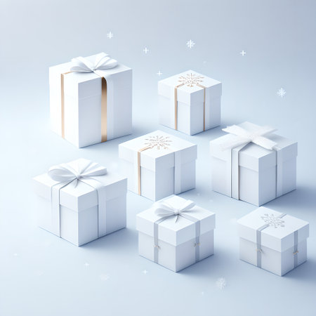 Christmas gift box white color wallpaper pictureの素材