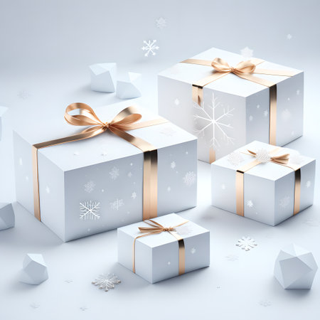 Christmas gift box white color wallpaper pictureの素材