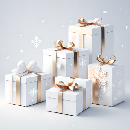 Christmas gift box white color wallpaper pictureの素材