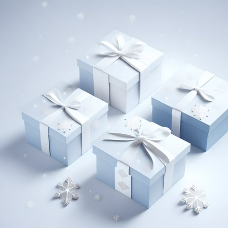 Christmas gift box white color wallpaper pictureの素材