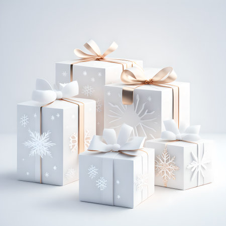 Christmas gift box white color wallpaper pictureの素材
