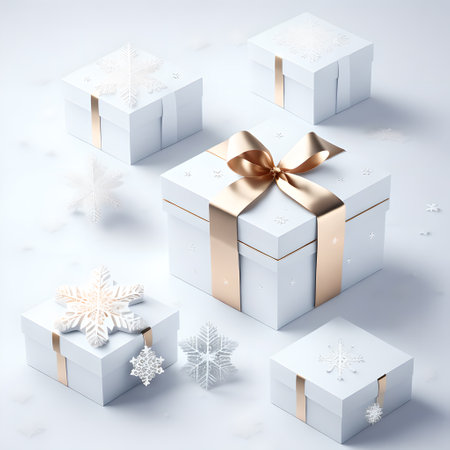 Christmas gift box white color wallpaper pictureの素材