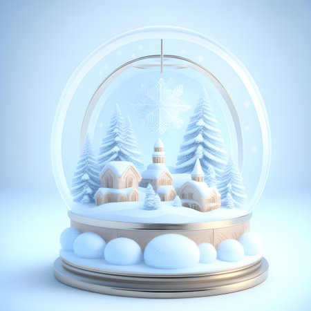 Christmas snow globe snowflakes soft blue white color wallpaper pictureの素材