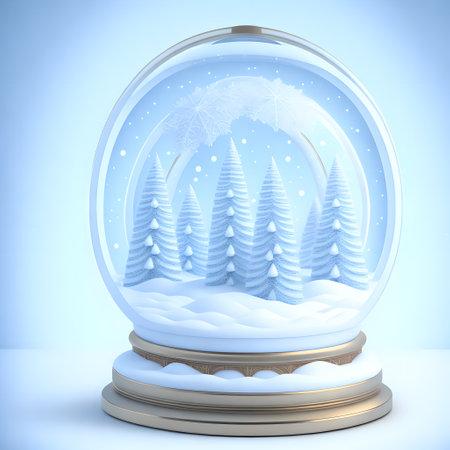Christmas snow globe snowflakes soft blue white color wallpaper pictureの素材