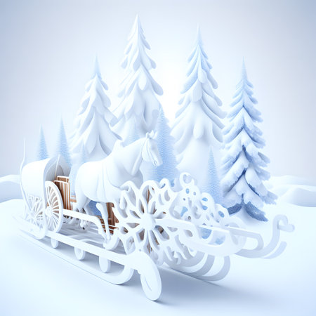 Sleigh ride Christmas soft white color wallpaper pictureの素材