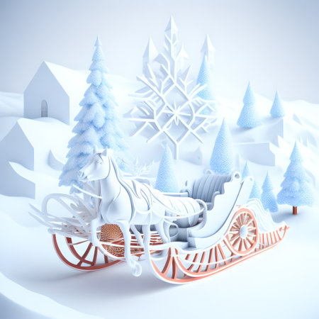 Sleigh ride Christmas soft white color wallpaper pictureの素材