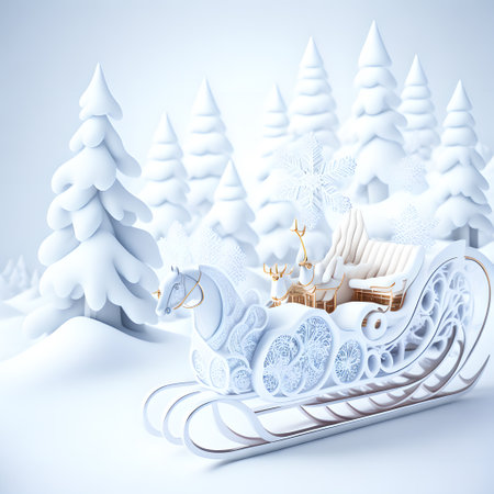 Sleigh ride Christmas soft white color wallpaper pictureの素材
