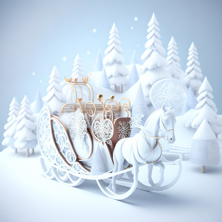 Sleigh ride Christmas soft white color wallpaper pictureの素材