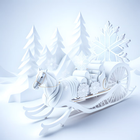 Sleigh ride Christmas soft white color wallpaper pictureの素材