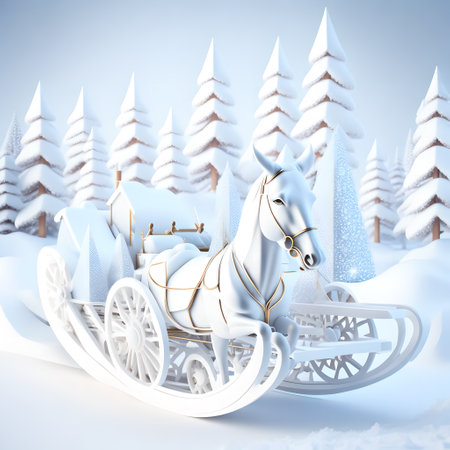 Sleigh ride Christmas soft white color wallpaper pictureの素材