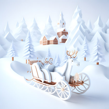 Sleigh ride Christmas soft white color wallpaper pictureの素材