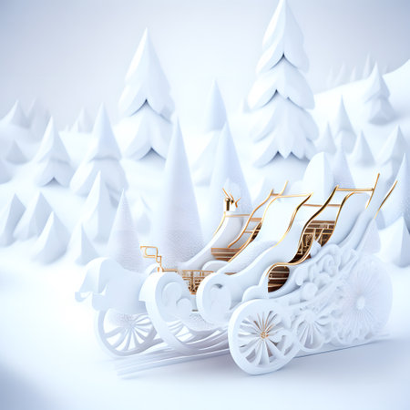 Sleigh ride Christmas soft white color wallpaper pictureの素材