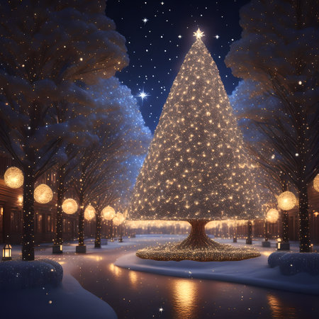 Sparkling lights on the tree christmas wallpaper pictureの素材