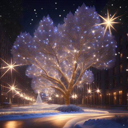 Sparkling lights on the tree christmas wallpaper pictureの素材