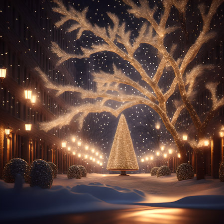 Sparkling lights on the tree christmas wallpaper pictureの素材