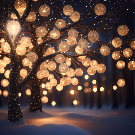 Sparkling lights on the tree christmas wallpaper pictureの素材