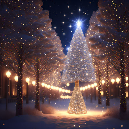 Sparkling lights on the tree christmas wallpaper pictureの素材