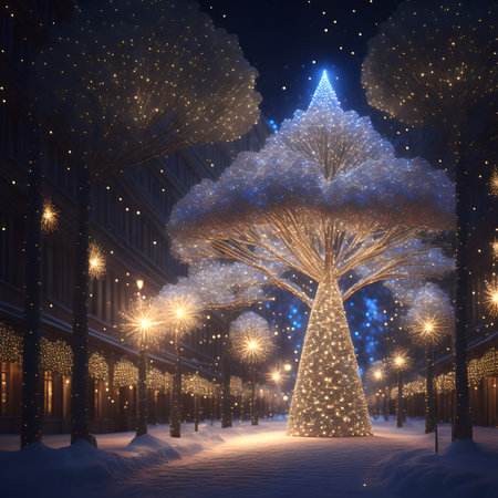 Sparkling lights on the tree christmas wallpaper pictureの素材