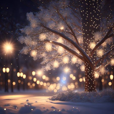 Sparkling lights on the tree christmas wallpaper pictureの素材