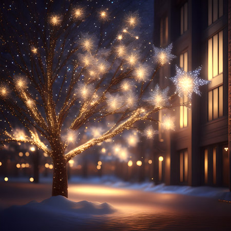 Sparkling lights on the tree christmas wallpaper pictureの素材