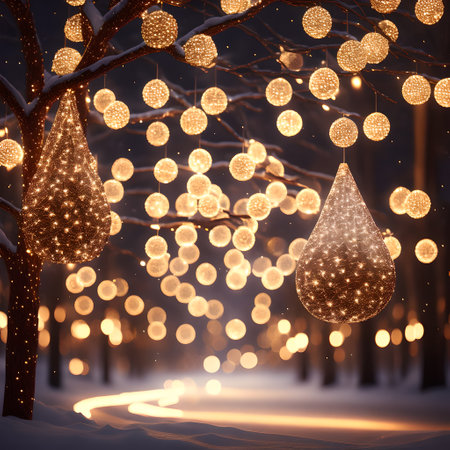 Sparkling lights on the tree christmas wallpaper pictureの素材