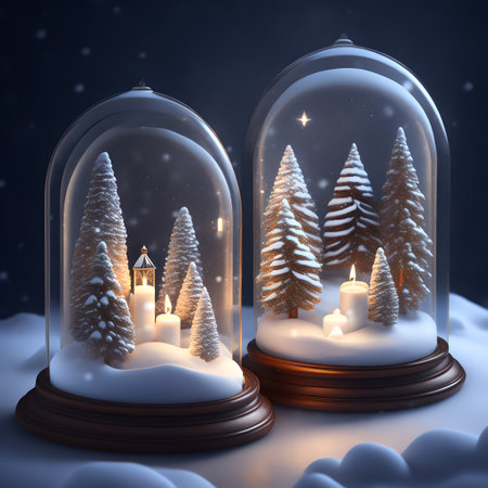 Candlelit Snow Globes christmas wallpaper pictureの素材