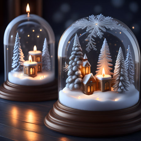 Candlelit Snow Globes christmas wallpaper pictureの素材