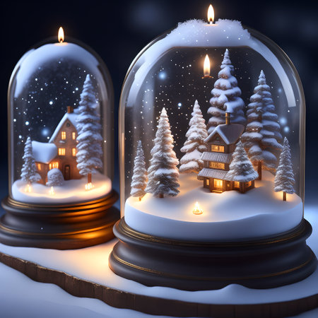 Candlelit Snow Globes christmas wallpaper pictureの素材