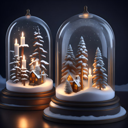 Candlelit Snow Globes christmas wallpaper pictureの素材
