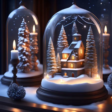 Candlelit Snow Globes christmas wallpaper pictureの素材