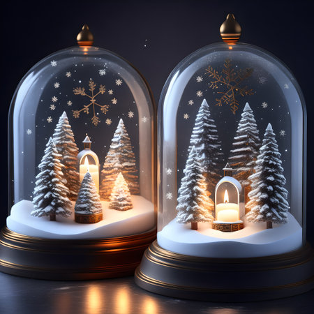 Candlelit Snow Globes christmas wallpaper pictureの素材
