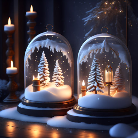 Candlelit Snow Globes christmas wallpaper pictureの素材